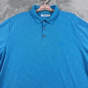 Tommy Bahama Island Zone Polo Shirt Men XL Blue Performance Logo